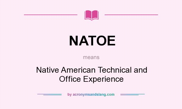 What does NATOE mean? It stands for Native American Technical and Office Experience