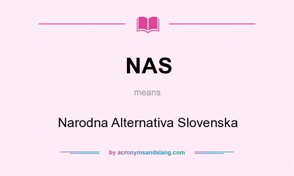 What does NAS mean? It stands for Narodna Alternativa Slovenska