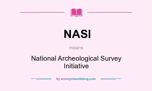 What does NASI mean? It stands for National Archeological Survey Initiative