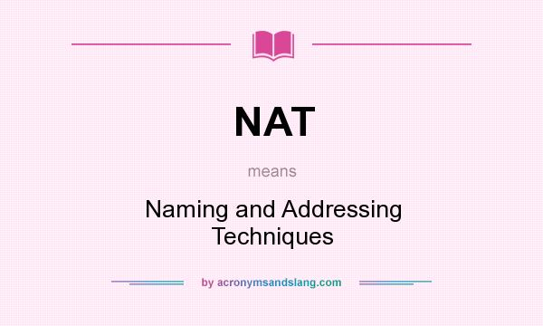 What does NAT mean? It stands for Naming and Addressing Techniques