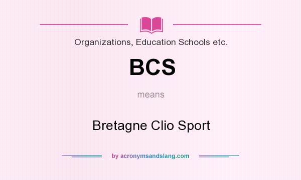 What does BCS mean? It stands for Bretagne Clio Sport