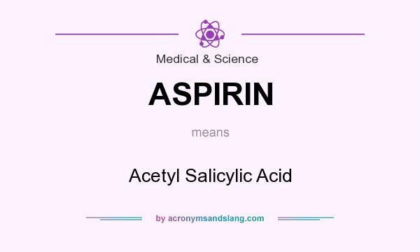 What does ASPIRIN mean? It stands for Acetyl Salicylic Acid