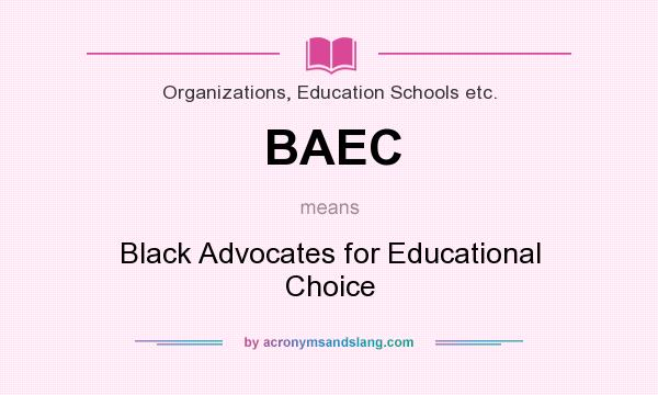 What does BAEC mean? It stands for Black Advocates for Educational Choice