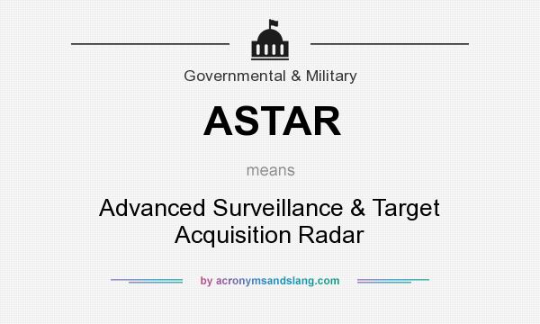 What does ASTAR mean? It stands for Advanced Surveillance & Target Acquisition Radar