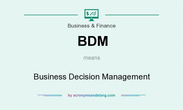 What does BDM mean? It stands for Business Decision Management