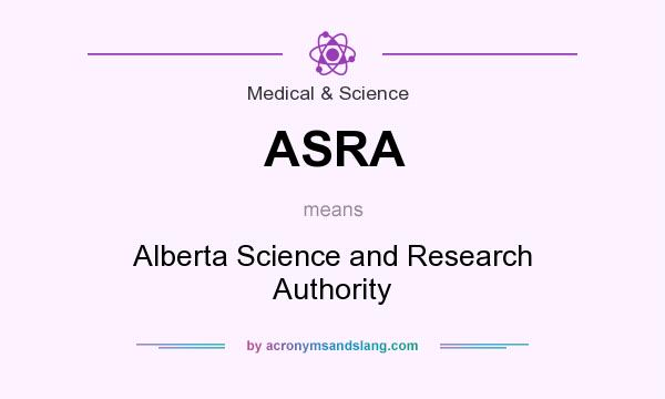 What does ASRA mean? It stands for Alberta Science and Research Authority