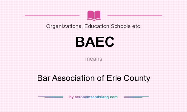 What does BAEC mean? It stands for Bar Association of Erie County