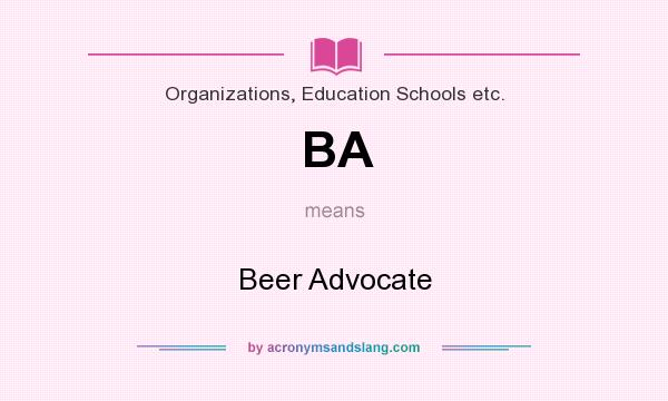 What does BA mean? It stands for Beer Advocate
