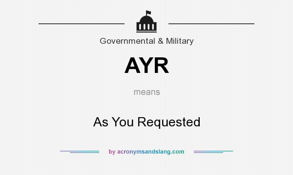 What does AYR mean? It stands for As You Requested