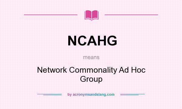 What does NCAHG mean? It stands for Network Commonality Ad Hoc Group