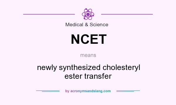 What does NCET mean? It stands for newly synthesized cholesteryl ester transfer