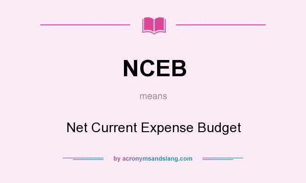 What does NCEB mean? It stands for Net Current Expense Budget