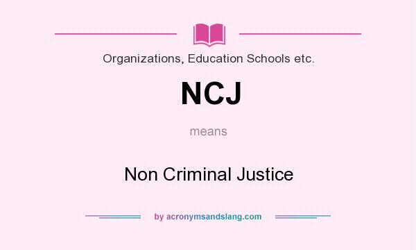 What does NCJ mean? It stands for Non Criminal Justice