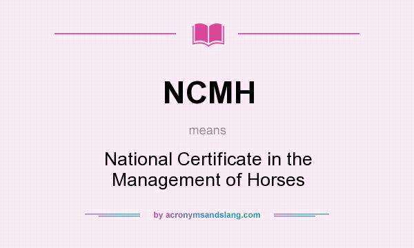 What does NCMH mean? It stands for National Certificate in the Management of Horses