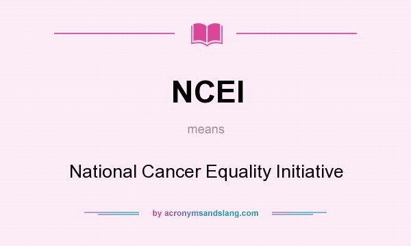 What does NCEI mean? It stands for National Cancer Equality Initiative