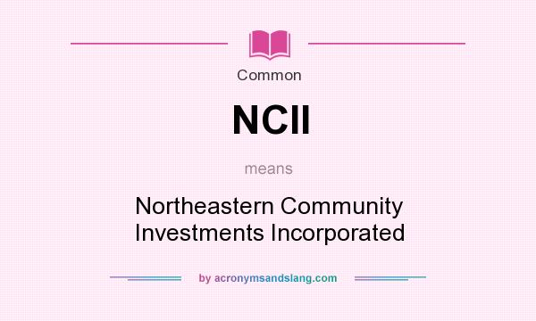 What does NCII mean? It stands for Northeastern Community Investments Incorporated