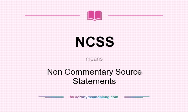 What does NCSS mean? It stands for Non Commentary Source Statements