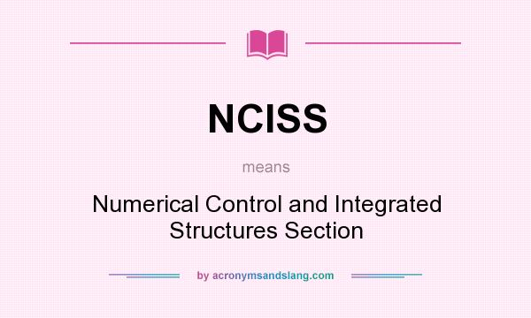 What does NCISS mean? It stands for Numerical Control and Integrated Structures Section