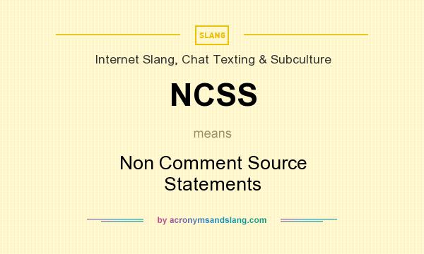 What does NCSS mean? It stands for Non Comment Source Statements