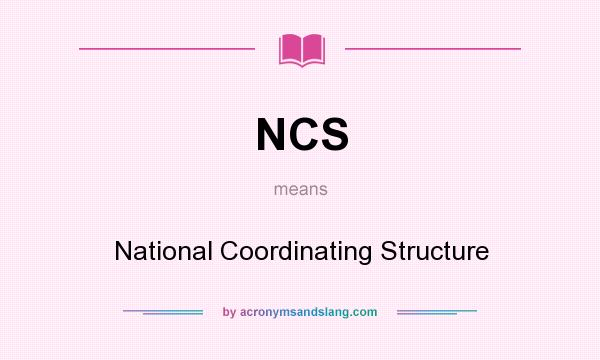 What does NCS mean? It stands for National Coordinating Structure