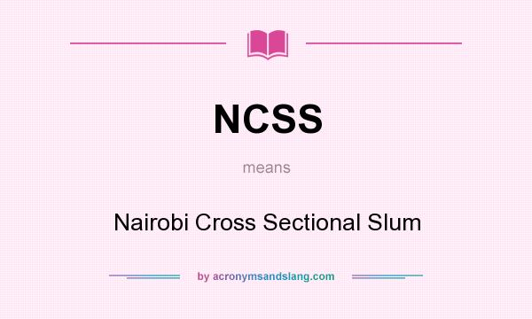 What does NCSS mean? It stands for Nairobi Cross Sectional Slum