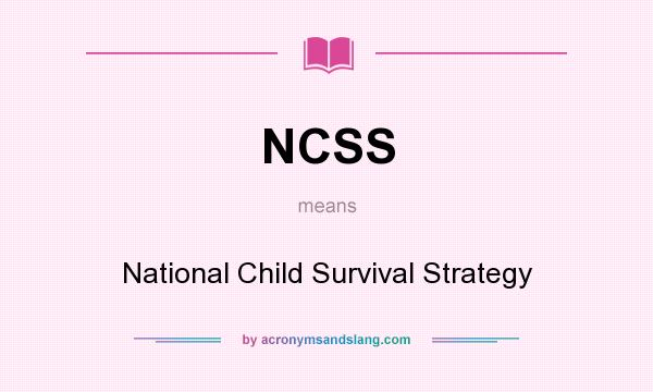 What does NCSS mean? It stands for National Child Survival Strategy