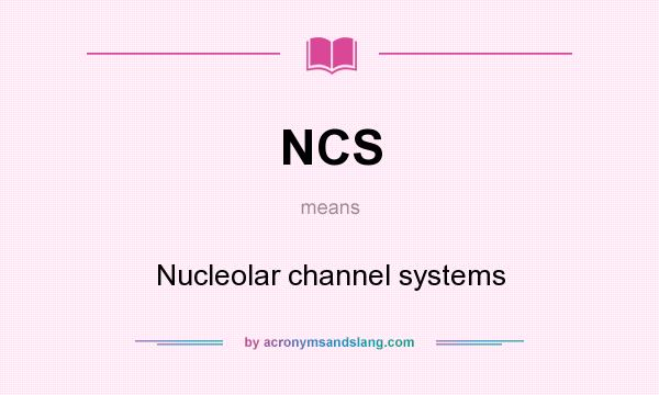 What does NCS mean? It stands for Nucleolar channel systems