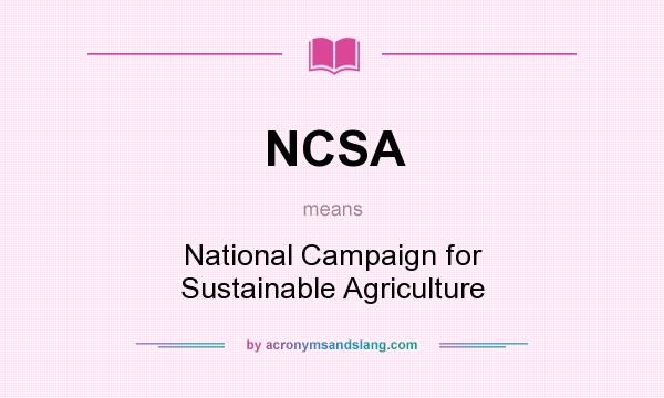 What does NCSA mean? It stands for National Campaign for Sustainable Agriculture