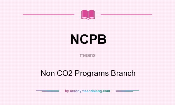 What does NCPB mean? It stands for Non CO2 Programs Branch