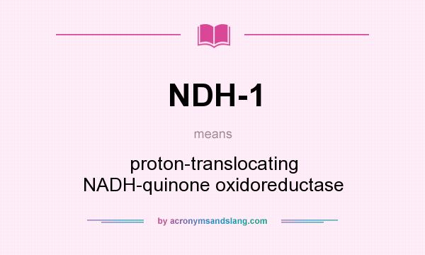 What does NDH-1 mean? It stands for proton-translocating NADH-quinone oxidoreductase