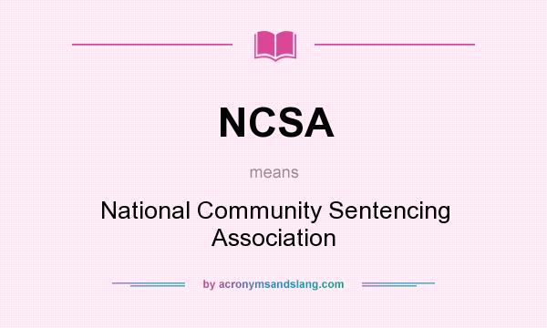 What does NCSA mean? It stands for National Community Sentencing Association