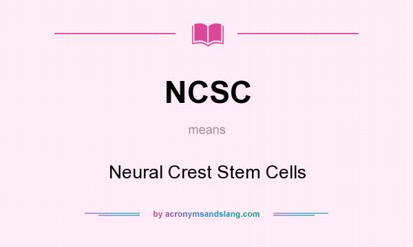What does NCSC mean? It stands for Neural Crest Stem Cells