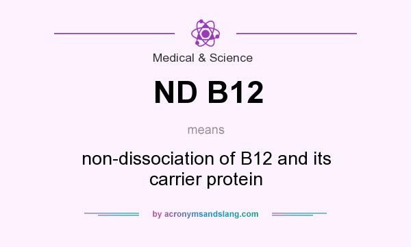 What does ND B12 mean? It stands for non-dissociation of B12 and its carrier protein