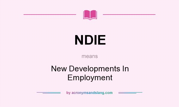 What does NDIE mean? It stands for New Developments In Employment