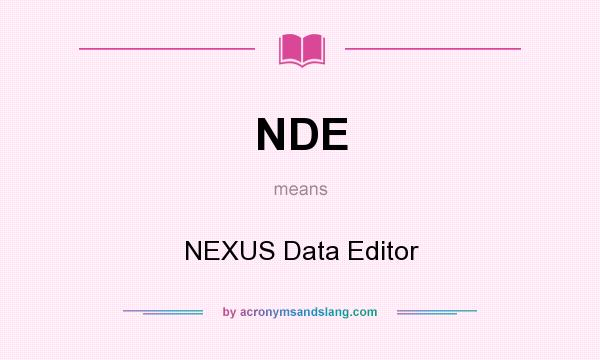 What does NDE mean? It stands for NEXUS Data Editor