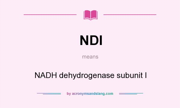What does NDI mean? It stands for NADH dehydrogenase subunit I