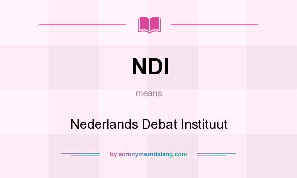 What does NDI mean? It stands for Nederlands Debat Instituut