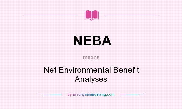 What does NEBA mean? It stands for Net Environmental Benefit Analyses