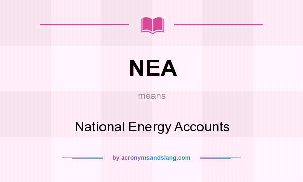 What does NEA mean? It stands for National Energy Accounts