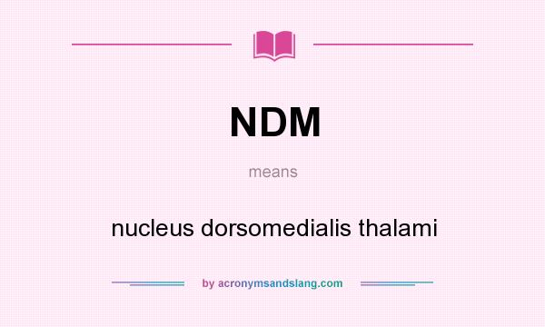 What does NDM mean? It stands for nucleus dorsomedialis thalami