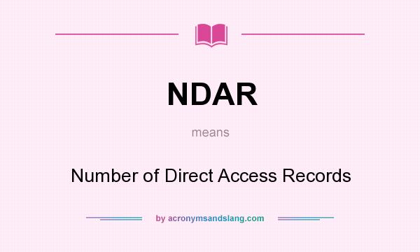 What does NDAR mean? It stands for Number of Direct Access Records