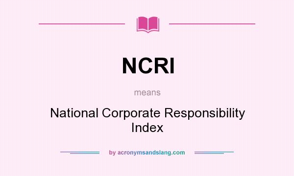 What does NCRI mean? It stands for National Corporate Responsibility Index