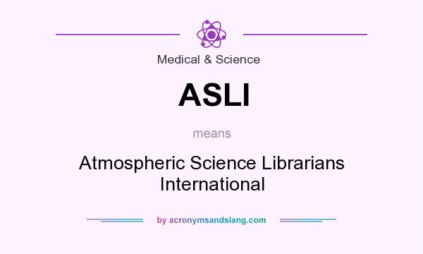 What does ASLI mean? It stands for Atmospheric Science Librarians International