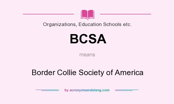 What does BCSA mean? It stands for Border Collie Society of America