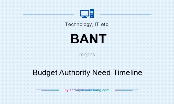 What does BANT mean? It stands for Budget Authority Need Timeline