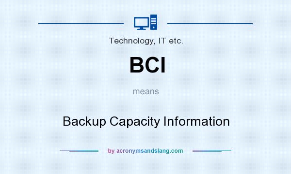 What does BCI mean? It stands for Backup Capacity Information