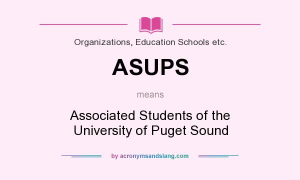What does ASUPS mean? It stands for Associated Students of the University of Puget Sound