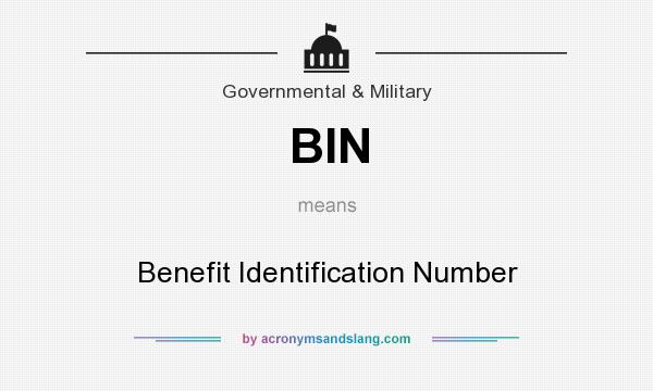 What does BIN mean? It stands for Benefit Identification Number