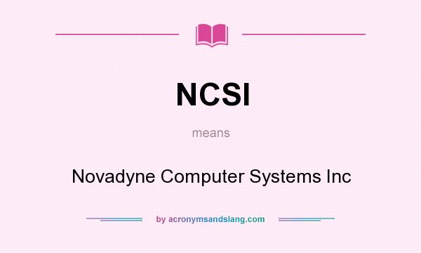 What does NCSI mean? It stands for Novadyne Computer Systems Inc