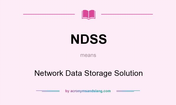 What does NDSS mean? It stands for Network Data Storage Solution